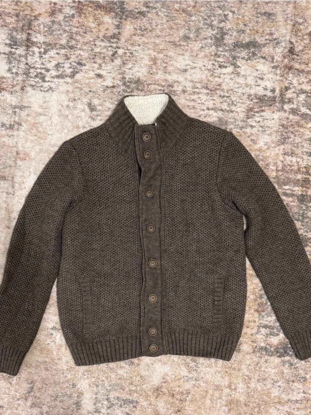 Daniele Blasi Italian Wool Blend Cardigan Brown Sherpa Collar Gorpcore Cabincore